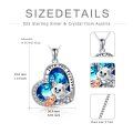 wholesale 925 Sterling Silver Blue Crystal Heart Dog Cat Pendant Necklace for Women-0-4