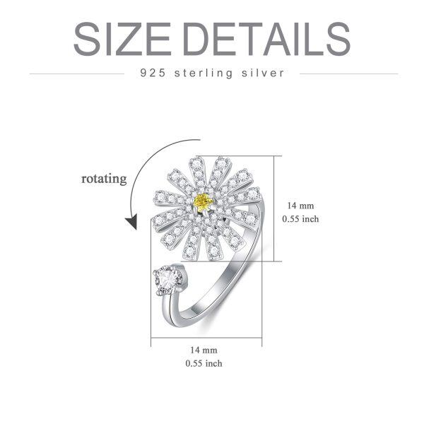 Sterling Silver Daisy Flower Fidget Ring-5