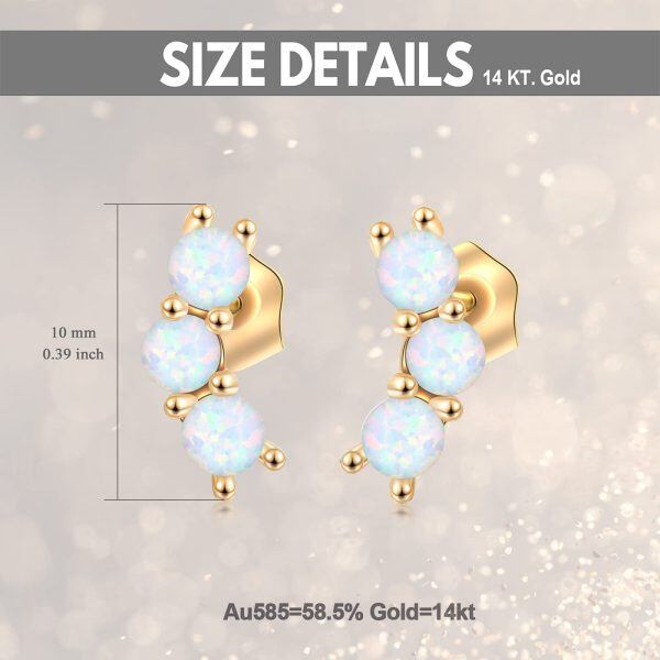 Sterling Silver Opal Ball Stud Earrings-4