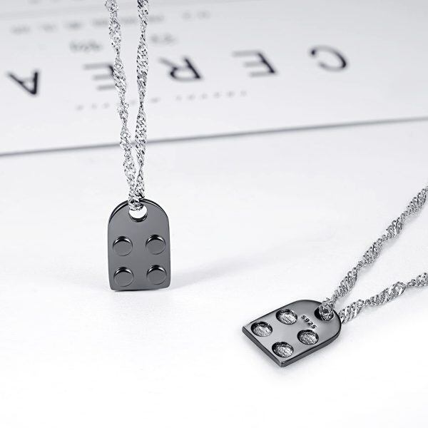 Sterling Silver Brick Necklace -0