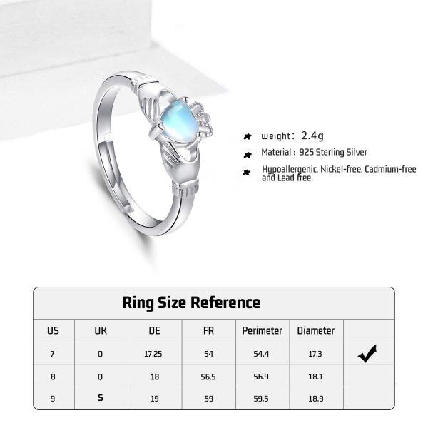 Sterling Silver Moonstone Heart Promise Ring -6