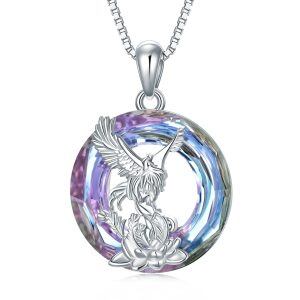 925 Sterling Silver Lotus Phoenix Necklace-0