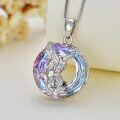 wholesale 925 Sterling Silver Round Cut Purple Crystal Phoenix Pendant Necklace for Women-0-1