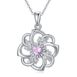 Sterling Silver Lotus Flower Necklace-0