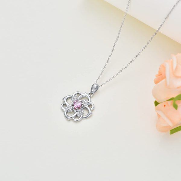 Sterling Silver Lotus Flower Necklace-2