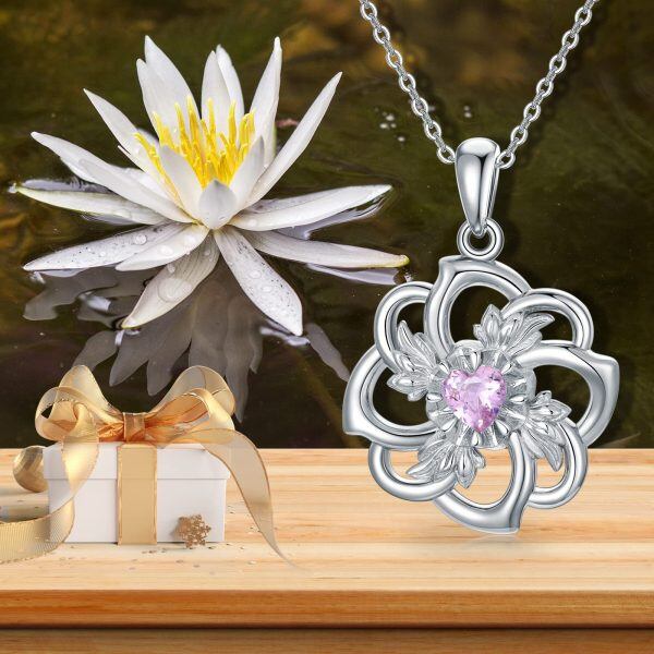 Sterling Silver Lotus Flower Necklace-4