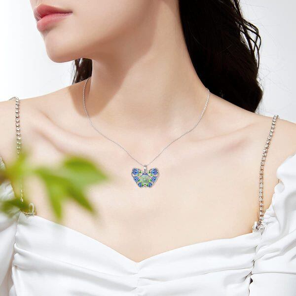 Sterling Silver Butterfly Jade Pendant Necklace-1