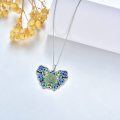 wholesale 925 Sterling Silver Butterfly Shape Green Jade Pendant Necklace for Women-0-5