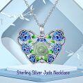 wholesale 925 Sterling Silver Butterfly Shape Green Jade Pendant Necklace for Women-0-6