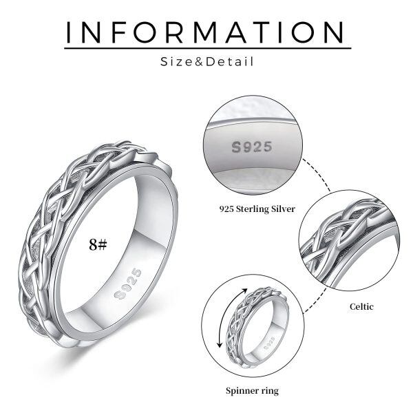 Sterling Silver Relieve Spinner Rings -3