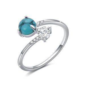 Sterling Silver Turquoise Adjustable Ring -0