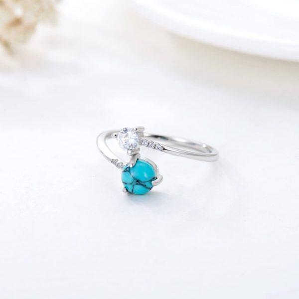 Sterling Silver Turquoise Adjustable Ring -3