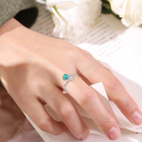 Sterling Silver Turquoise Adjustable Ring -4