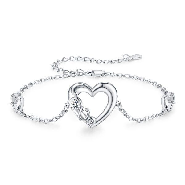 Sterling Silver Love Charm Bracelet-0