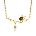wholesale Gold-Plated 925 Sterling Silver Dripping Honey Bee Pendant Necklace for Women-0-0
