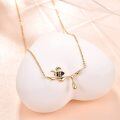 wholesale Gold-Plated 925 Sterling Silver Dripping Honey Bee Pendant Necklace for Women-0-4