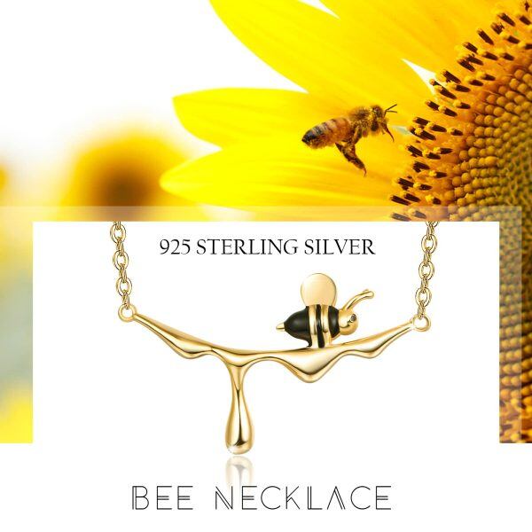 Sterling Silver Honey Bee Pendant Necklace -5