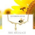 wholesale Gold-Plated 925 Sterling Silver Dripping Honey Bee Pendant Necklace for Women-0-5