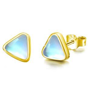 Sterling Silver Triangle Moonstone Earrings -0