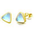 wholesale 925 Sterling Silver Blue Mother of Pearl Triangle Studs 6mm Hypoallergenic Jewelry for Women Girls-0-0