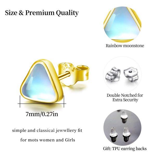 Sterling Silver Triangle Moonstone Earrings -3