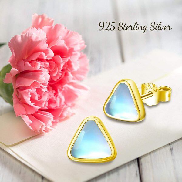 Sterling Silver Triangle Moonstone Earrings -4