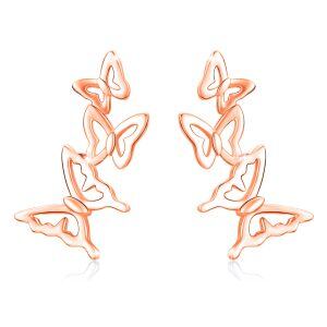 Sterling Silver Butterfly Climber Stud Earrings -0