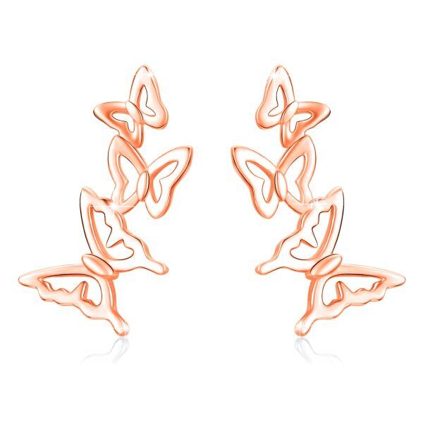 Sterling Silver Butterfly Climber Stud Earrings -0