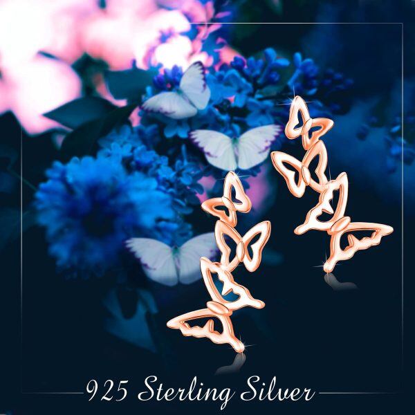 Sterling Silver Butterfly Climber Stud Earrings -4