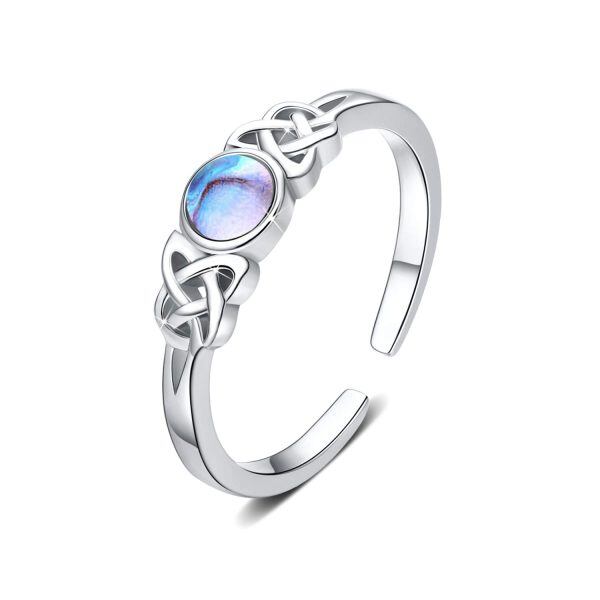 Sterling Silver Adjustable Rainbow Moonstone Ring -0