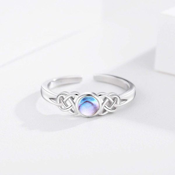 Sterling Silver Adjustable Rainbow Moonstone Ring -1