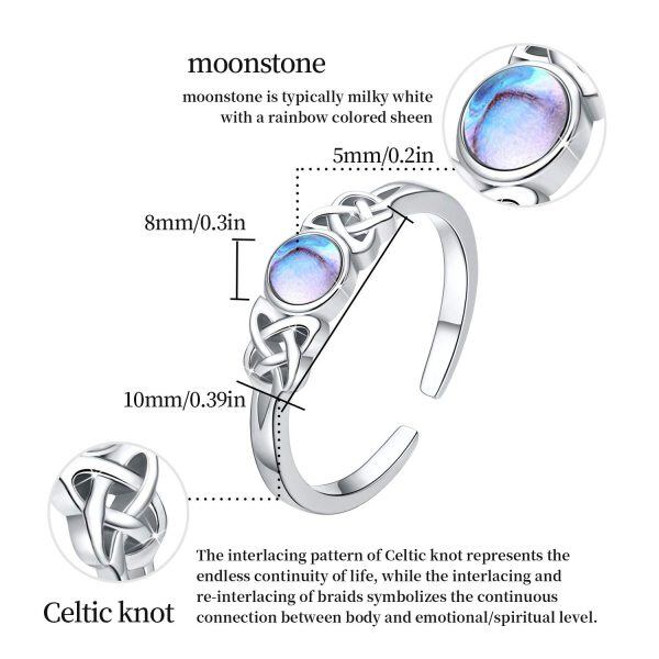 Sterling Silver Adjustable Rainbow Moonstone Ring -4