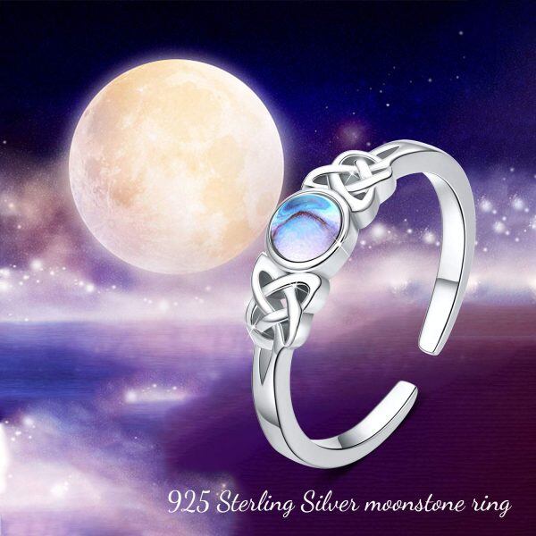 Sterling Silver Adjustable Rainbow Moonstone Ring -5