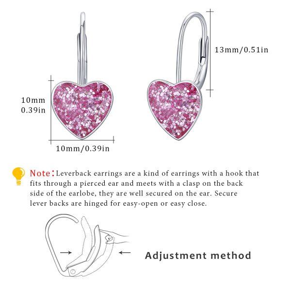 Sterling Silver Heart Leverback Earrings-2