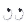 wholesale 925 Sterling Silver Heart-Shaped Black Stone Stud Earrings for Women-0-0