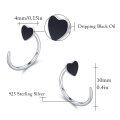 wholesale 925 Sterling Silver Heart-Shaped Black Stone Stud Earrings for Women-0-1