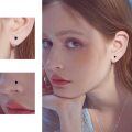 wholesale 925 Sterling Silver Heart-Shaped Black Stone Stud Earrings for Women-0-3