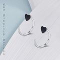 wholesale 925 Sterling Silver Heart-Shaped Black Stone Stud Earrings for Women-0-4