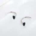 wholesale 925 Sterling Silver Heart-Shaped Black Stone Stud Earrings for Women-0-6