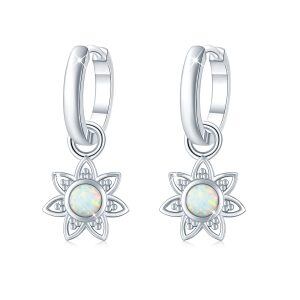 Sterling Silver Opal Flower Earrings-0