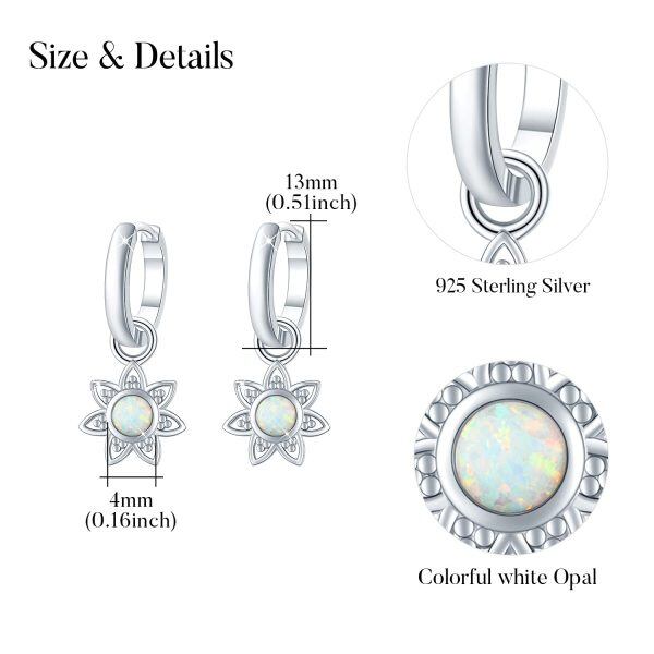 Sterling Silver Opal Flower Earrings-1