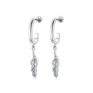 Sterling Silver Leaf Stud Earrings -0