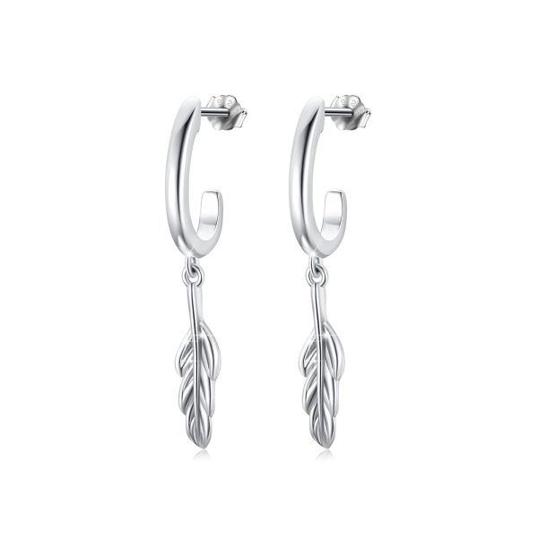 Sterling Silver Leaf Stud Earrings -0