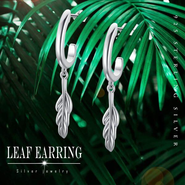 Sterling Silver Leaf Stud Earrings -5