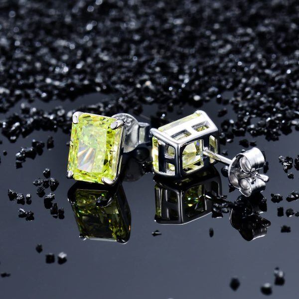 Sterling Silver Square Crushed Ice Earrings-3