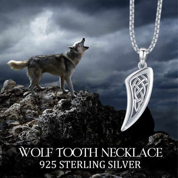 Sterling Silver Wolf Teeth Necklace -4