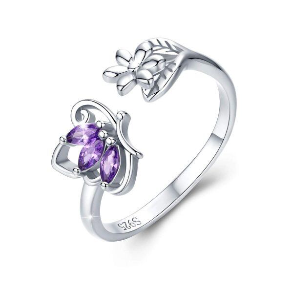 Sterling Silver Butterfly Open Rings-0