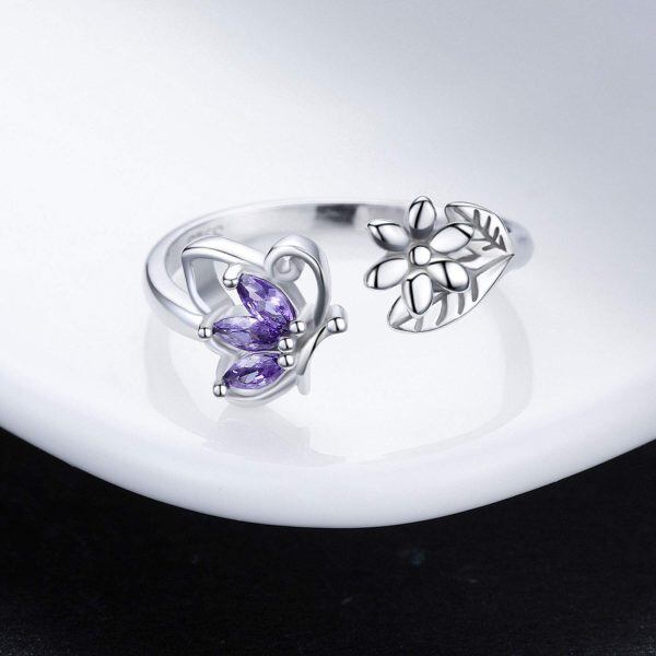 Sterling Silver Butterfly Open Rings-5