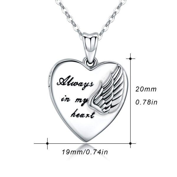 Sterling Silver Angel Wings Locket Necklace-5