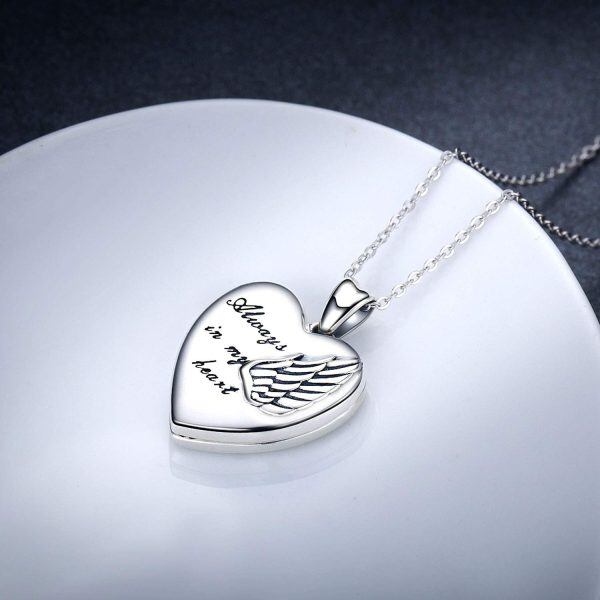 Sterling Silver Angel Wings Locket Necklace-6